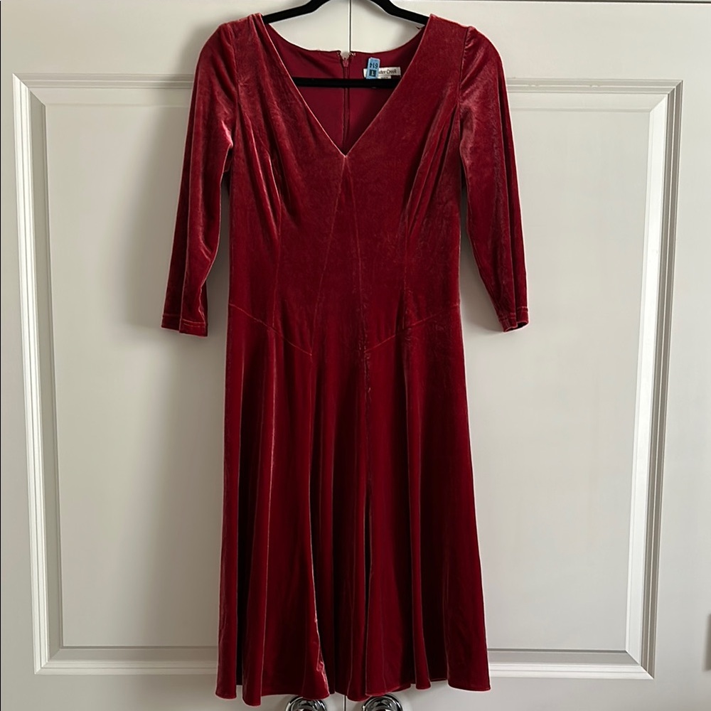 Coldwater Creek Red V-Neck Fit and Flare Dress